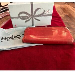 Hobo International Lauren Supple Distressed Red Leather Clutch Wallet